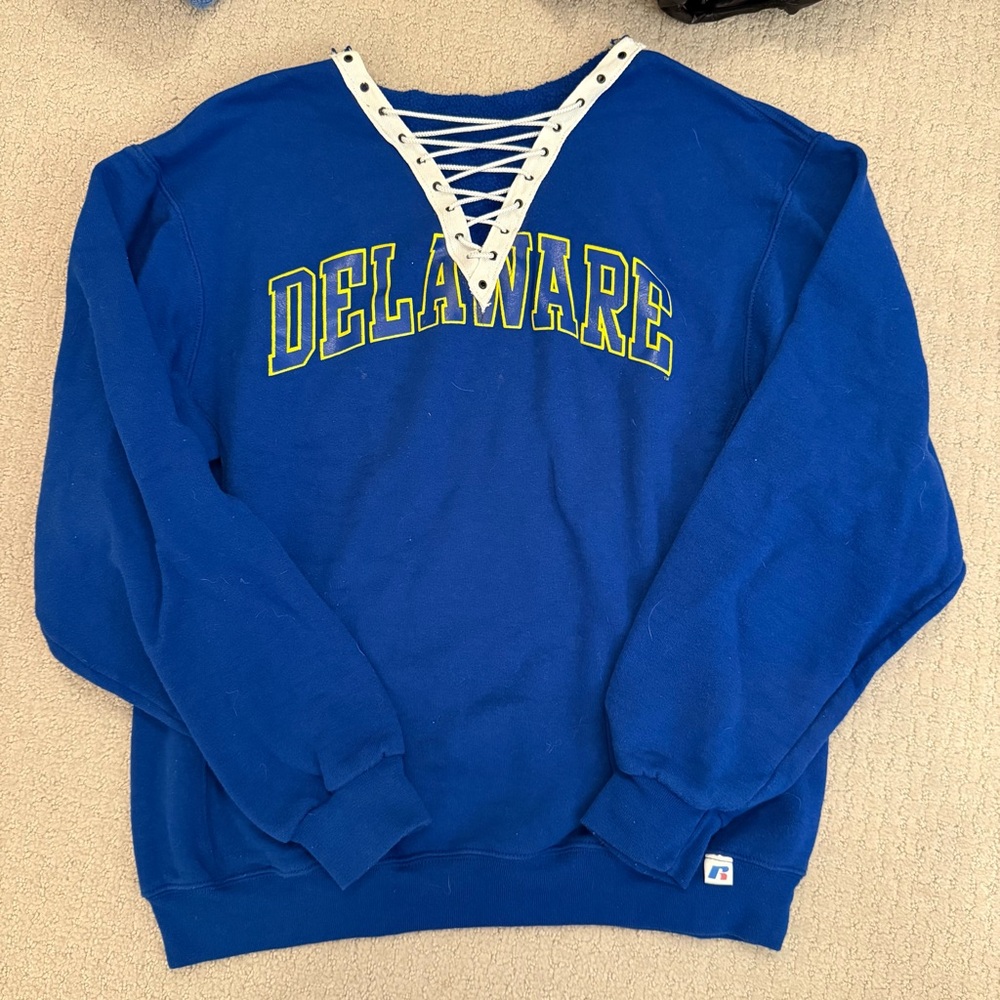 Blue University of Delaware custom Lace-Up Sweatshirt